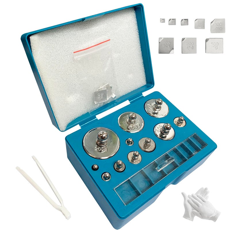 JENSWILL Calibration Weight 19PCs/Set,10mg-200g Total: 501.1g Weights Precision Stainless Balance Scale for Digital Jewellery Scale Lab Educational Science - Image 1